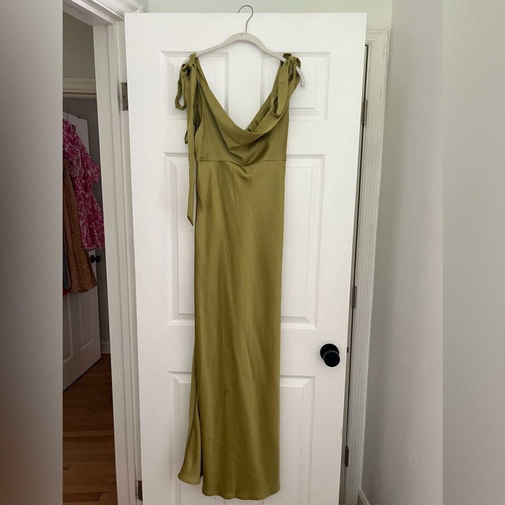 Green maxi silk dress new with tags